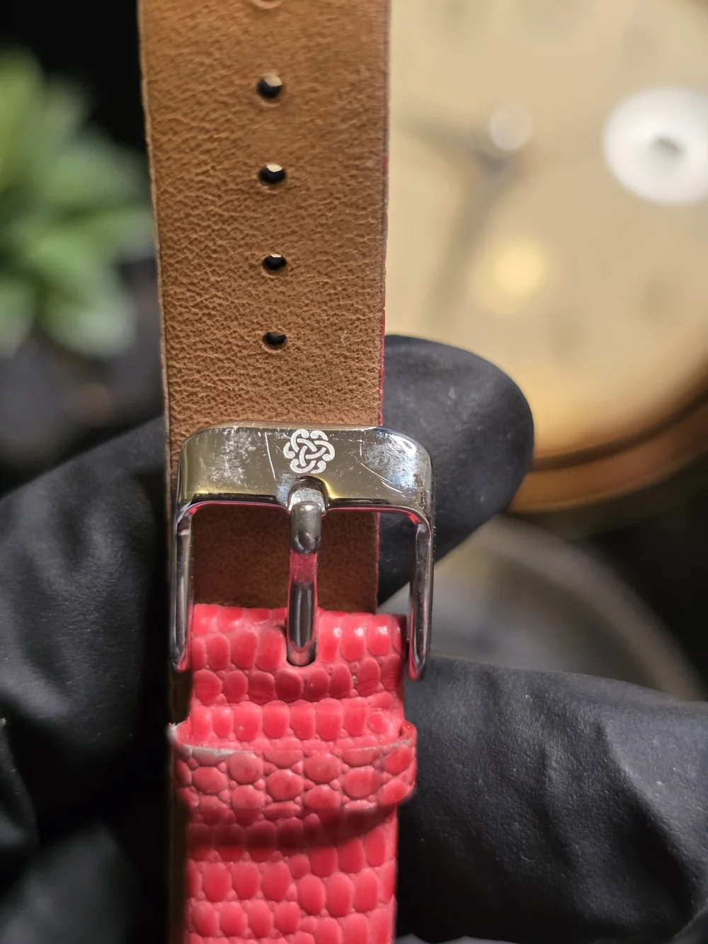 Pastorelli Red Rectangular Dial Watch with Red Textured Strap